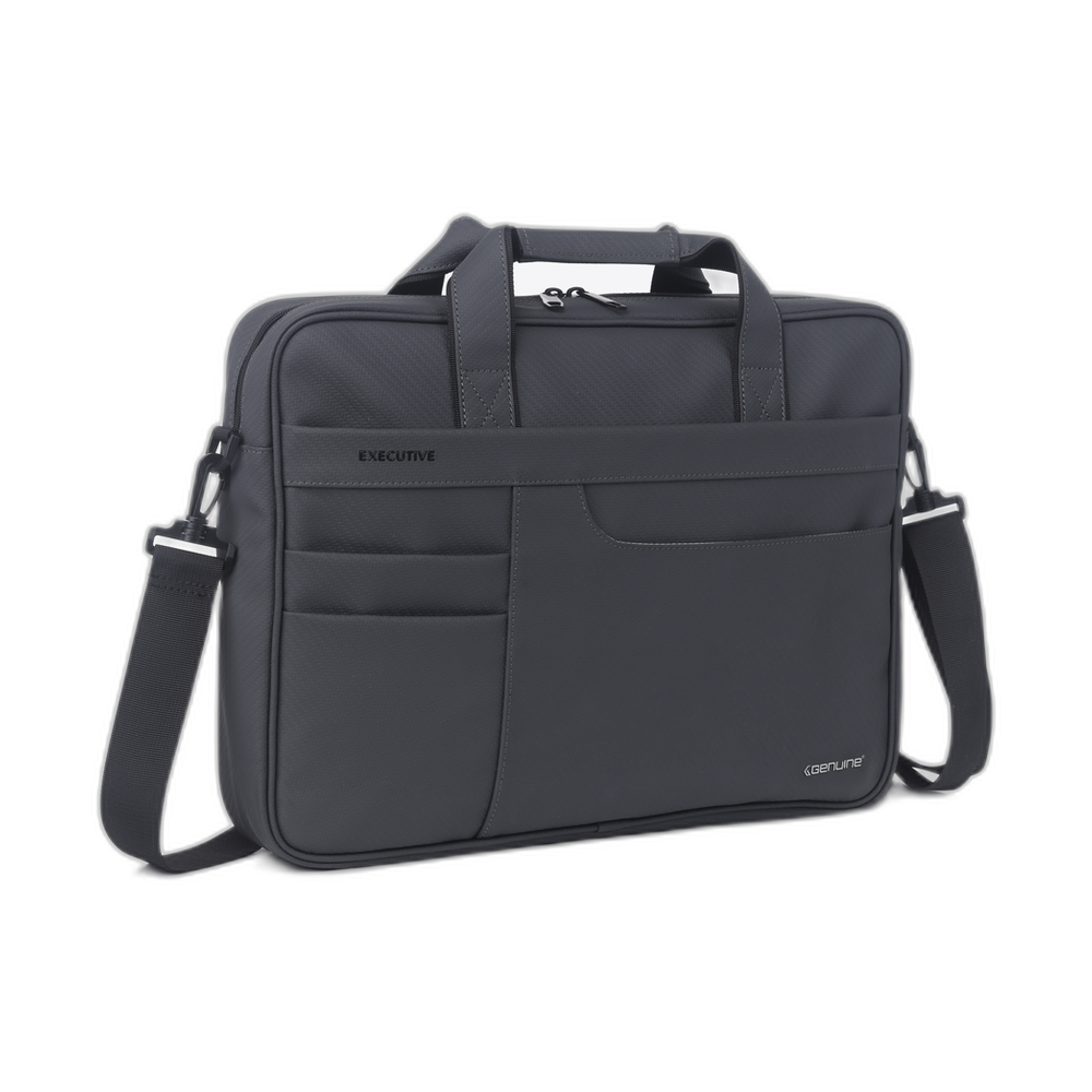 Genuine Executive Topload Laptop Bag, Fits up to 16” Laptops, Premium Polyester Material, Water-Resistant Fabric, Dual Main Compartments, Carry Strap, Grey, 1 Year Warranty | GN-B200904GR