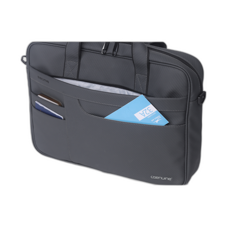 Genuine Executive Topload Laptop Bag, Fits up to 16” Laptops, Premium Polyester Material, Water-Resistant Fabric, Dual Main Compartments, Carry Strap, Grey, 1 Year Warranty | GN-B200904GR