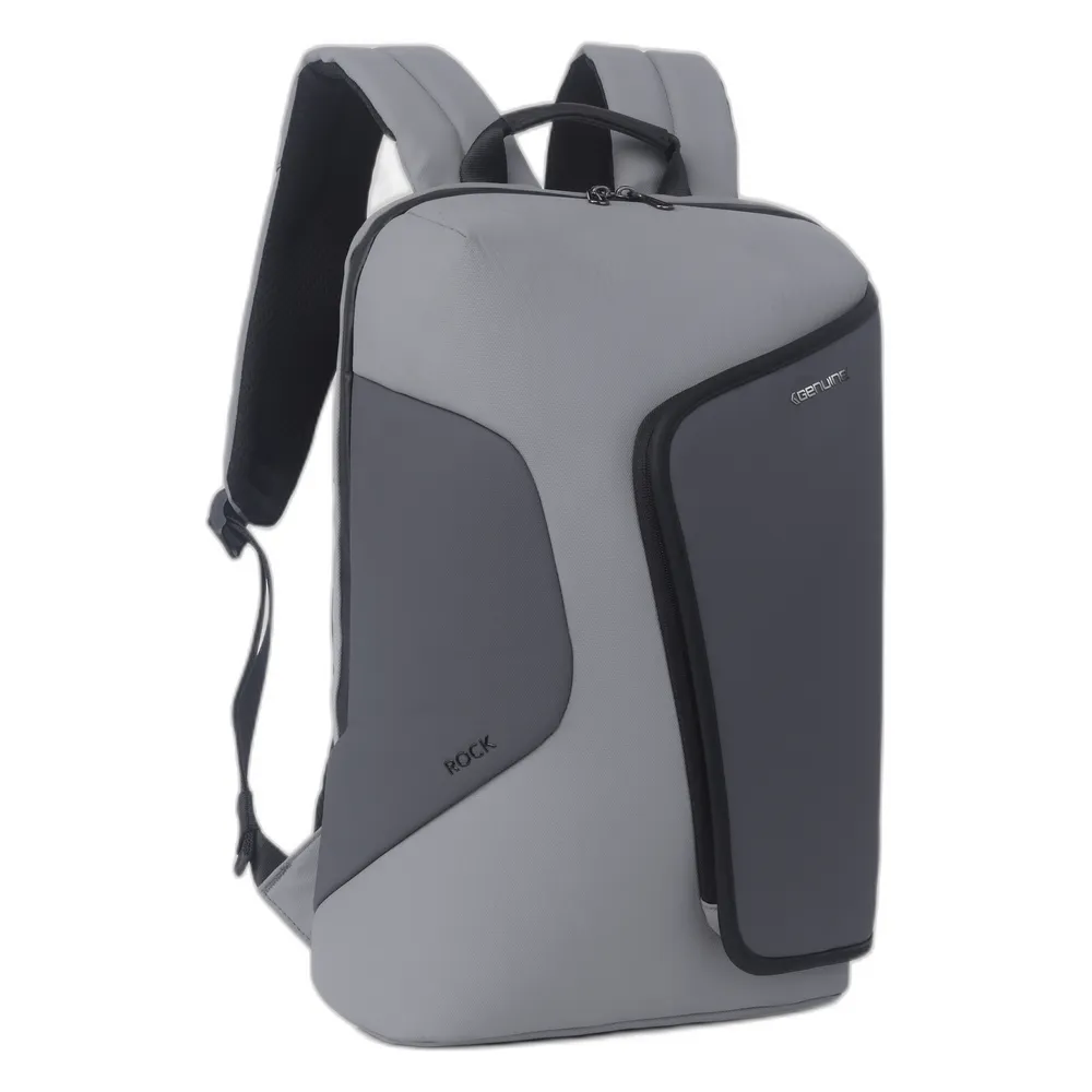 Genuine Rock Laptop Backpack, Fits up to 16” Laptops, High-Quality Polyester, Water-Resistant Fabric, Carry Strap, Grey, 1 Year Warranty | GN-B230817GR