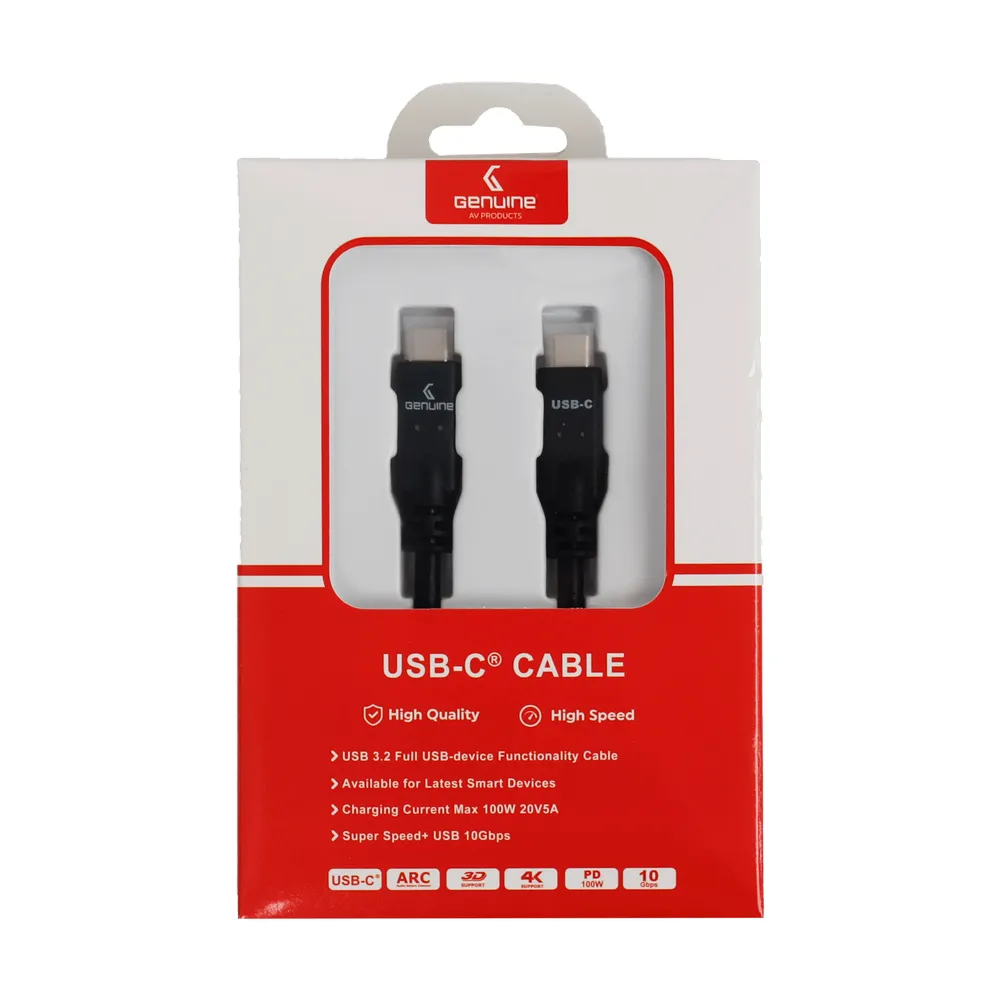 كابل USB 3.2 Gen2 أصلي، طول الكابل 3 متر، 100 واط، سرعة نقل بيانات 10 جيجابت في الثانية، لون أسود، ضمان لمدة سنة واحدة | GN-USBC3M-BK