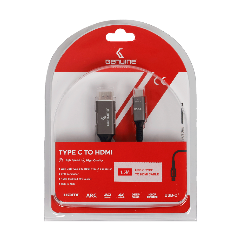 Genuine USB-C To HDMI Cable, Cable Length 1.8M, Supports 4K@60Hz, 1 Year Warranty | GN-USBCHD1.8M