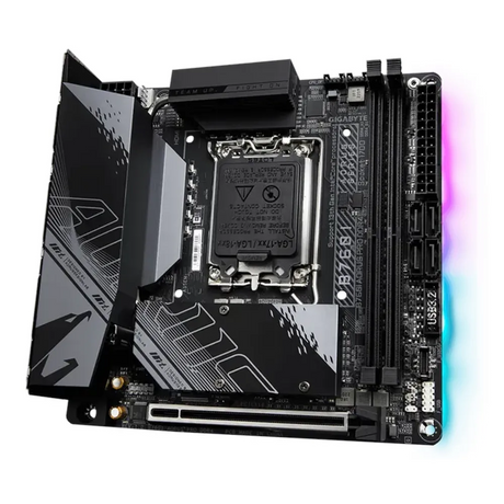 Gigabyte B760I AORUS PRO DDR4 Motherboard, LGA1700 Socket, Mini-ITX Form Factor, DDR4 Ram, PCIe 4.0, Killer Wi-Fi 6, Bluetooth v5.3, HDMI, DisplayPort, Intel 2.5Gb Ethernet, USB 3.2 Gen 2 Type-C, 1 Year Warranty | B760I-AORUS-PRO-DDR4