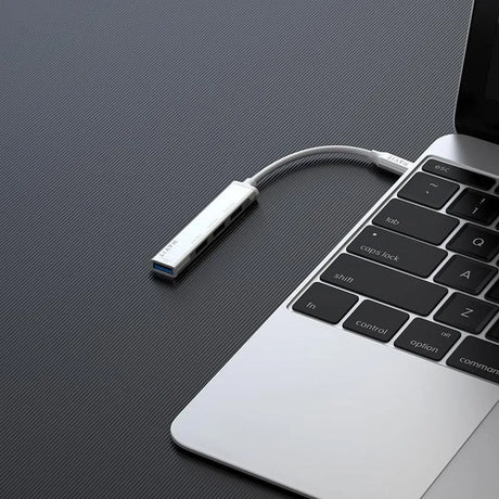 Havit HB41-SR 4-in-1 USB-C Hub, USB-A 3.0, USB-A 2.0, 11.8 cm Cable Length, Aluminum Alloy, Silver, 1 Year Warranty | HB41-SR