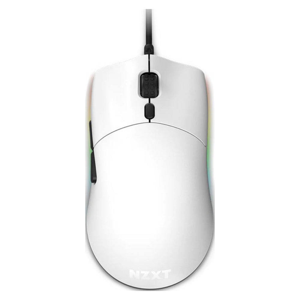ماوس الألعاب السلكي NZXT Lift Ambidextrous، كابل USB 2.0 بطول 2 متر، 6 أزرار، مفاتيح Omron الميكانيكية، مستشعر بصري 16000 نقطة لكل بوصة، أبيض، ضمان لمدة عام | MS-1WRAX-WM