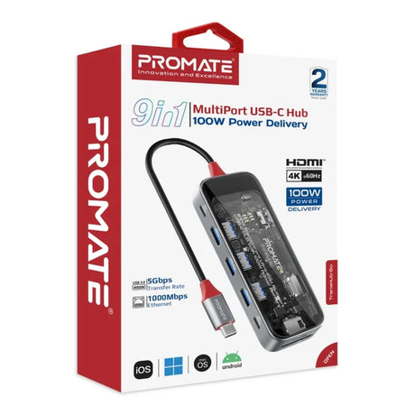 Promate-9-in-1-USB-C-Multiport-Hub-TRANSHUB-GO