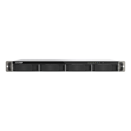 QNAP Compact 1U short-depth rackmount 4 BAY NAS, ARM 64-bit Cortex-A55 Processor, 4GB RAM, High-speed storage, NPU Acceleration, Dual 2.5GbE Connectivity, RJ-45, USB-C, 1 Year Warranty | TS-433EU