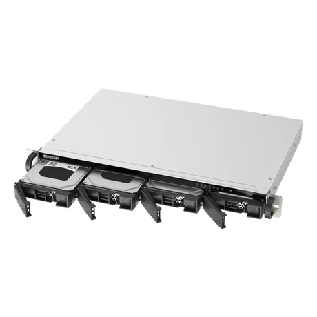 QNAP Compact 1U short-depth rackmount 4 BAY NAS, ARM 64-bit Cortex-A55 Processor, 4GB RAM, High-speed storage, NPU Acceleration, Dual 2.5GbE Connectivity, RJ-45, USB-C, 1 Year Warranty | TS-433EU