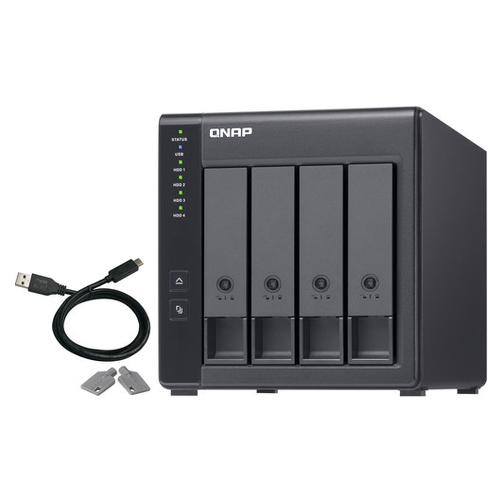 QNAP TR-004 4-Bay Hardware RAID USB-C NAS Box, 4x SATA Drive Bays, USB 3.2 Gen 1 Type-C Port, Tower Form Factor, 1 Year Warranty | TR-004