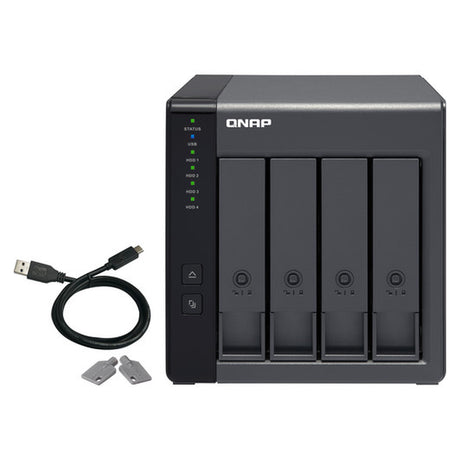 QNAP TR-004 4-Bay Hardware RAID USB-C NAS Box, 4x SATA Drive Bays, USB 3.2 Gen 1 Type-C Port, Tower Form Factor, 1 Year Warranty | TR-004