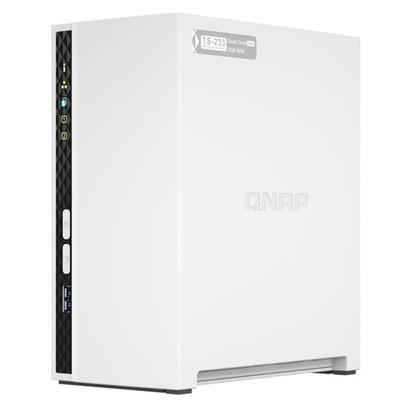 QNAP TS-233 2-Bay Tower NAS Box, ARM Cortex-A55 2.0GHz Processor, 2GB RAM, Gigabit Ethernet Port, 1 Year Warranty | TS-233