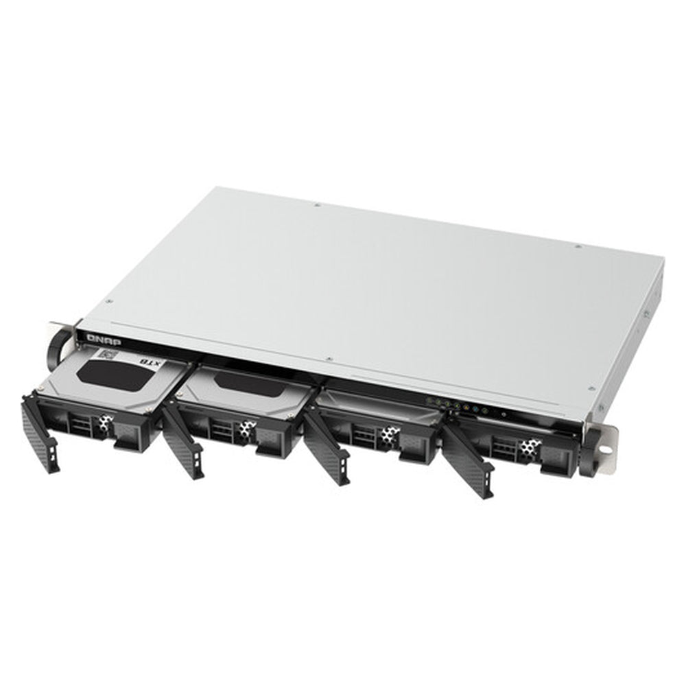 QNAP TS-433EU 4-Bay Short Depth Rackmount NAS Box, ARM Cortex-A55 Processor, 4GB RAM, 2x 2.5GbE Ports, 1U Form Factor, 1 Year Warranty | TS-433EU