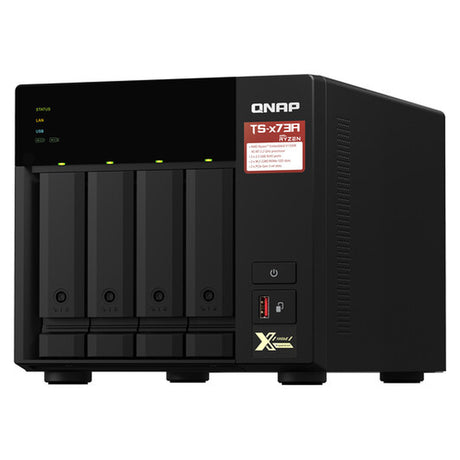 QNAP TS-473A 4-Bay Tower NAS Box, AMD Ryzen V1500B Processor, 8GB DDR4 RAM, 2x 2.5GbE Ports, Dual M.2 NVMe Slots, 1 Year Warranty | TS-473A-8G