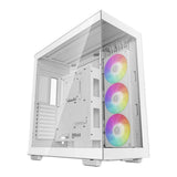 علبة كمبيوتر DeepCool CH780 WH E-ATX، زجاج بانورامي-غرفة مزدوجة، وحدة مروحة AR GB بحجم 420 ملم × 1، دعم بطاقة رسومات 480 ملم، USB 3.2 Gen 2، أبيض، ضمان لمدة سنة | R-CH780-WHADE41-G-1