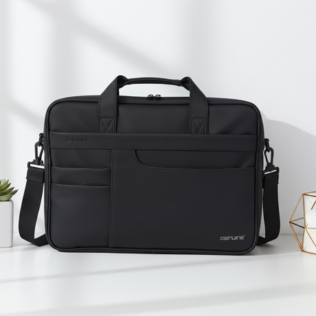 Genuine Executive Topload Laptop Bag, Fits up to 16” Laptops, Premium Polyester Material, Water-Resistant Fabric, Dual Main Compartments, Carry Strap, Black, 1 Year Warranty | GN-B200904BK
