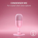 Razer Seiren Mini Condenser Microphone, Supercardioid Polar Pattern, USB-A, Up to 48 kHz Sampling Rate, Quartz (Pink), 1 Year Warranty | RZ19-03450200-R3M1