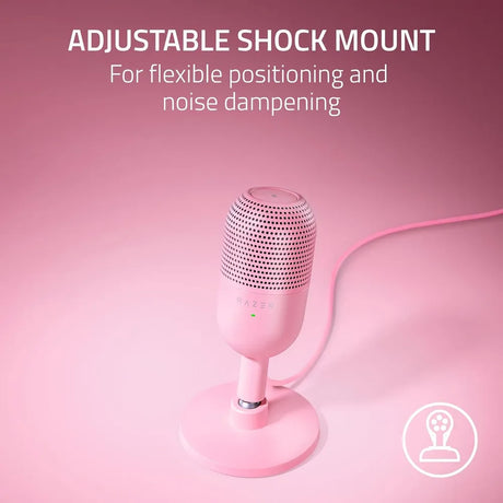Razer Seiren Mini Condenser Microphone, Supercardioid Polar Pattern, USB-A, Up to 48 kHz Sampling Rate, Quartz (Pink), 1 Year Warranty | RZ19-03450200-R3M1