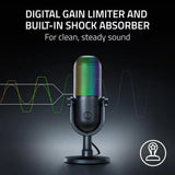 Razer Seiren V3 Chroma Condenser Microphone, Supercardioid Polar Pattern, Built-in Shock Absorber, Razer Chroma RGB, Touch-Sensitive Tap-to-Mute Button, Black, 1 Year Warranty | RZ19-05060100-R3M1