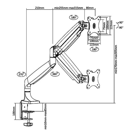 Skill-Tech-Single-Monitor-Gas-Spring-Arm-SH-100C012