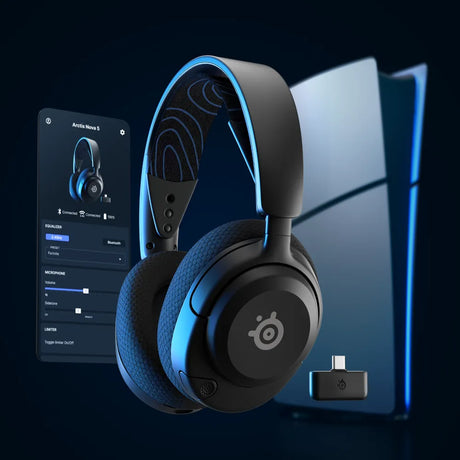 SteelSeries Arctis Nova 5P Wireless Gaming Headphones, 2.4 GHz Wireless, Bluetooth, Over-Ear, Cosed Back, ClearCast Gen 2 Microphone, 40 mm Speaker with Neodymium Magnets, Black, 1 Year Warranty | 61673
