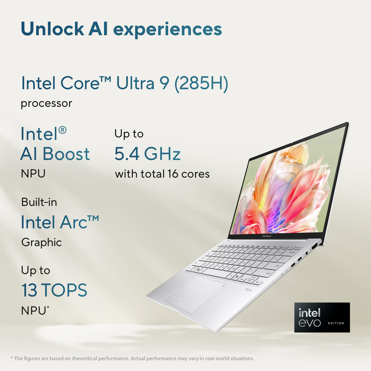 Asus Zenbook 14 Laptop, Intel Core Ultra 9 285H Processor, 32GB RAM, 1TB SSD, Intel Arc Graphics, 14" 3K OLED 120Hz Touch Display, Windows 11 Home, Backlit English & Arabic Keyboard, Ponder Blue, 1 Year Warranty | UX3405CA-SU855W