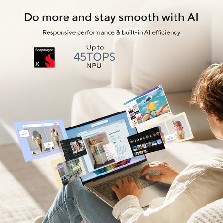 Asus Zenbook 14 UX3480QA Laptop, Snapdragon X X1 26 100 Processor, 8GB RAM, 512GB SSD, 14" WUXGA OLED Display, Windows 11 Home, Backlit English & Arabic Keyboard, Zabriskie Beige, 1 Year Warranty | UX3480QA-U1158W