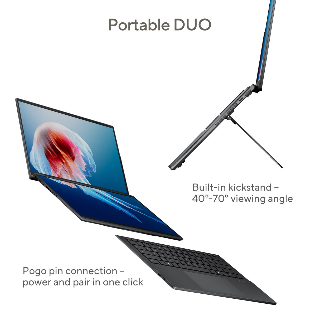 ASUS Zenbook Duo Intel Core Ultra 9 285H Processor, 32 GB RAM, 2TB PCIE G4 SSD, 14" OLED Touch Display, Windows 11 Home, English & Arabic Keyboard, GRAY, 1 Year Warranty | UX8406CA-PZ005W
