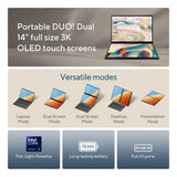 ASUS Zenbook Duo Intel Core Ultra 9 285H Processor, 32 GB RAM, 2TB PCIE G4 SSD, 14" OLED Touch Display, Windows 11 Home, English & Arabic Keyboard, GRAY, 1 Year Warranty | UX8406CA-PZ005W