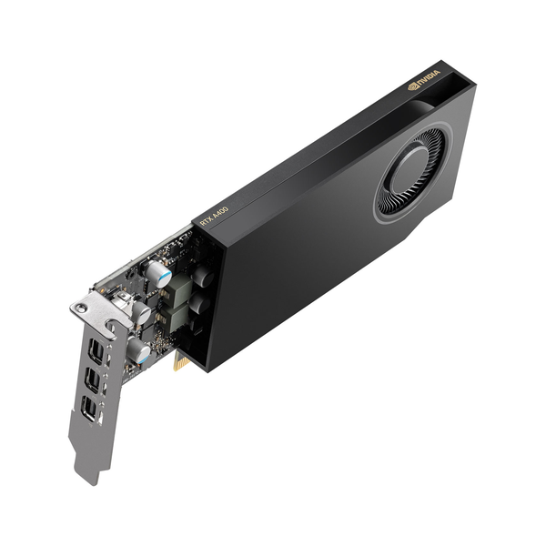 PNY Nvidia RTX A400 Workstation Graphics Card, GDDR6 4 GB 64-bit Memory, DP 1.4a Outputs, PCI Express 4.0, 96  GB/s Memory Bandwidth, 1 Year Warranty | VCNRTXA400-SB