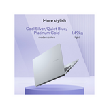 ASUS Vivobook 14 Snapdragon X X1 26 100 Processor, 16 GB RAM, 1TB SSD, 14" WUXGA Display, Windows 11 Home, English & Arabic Keyboard, Platinum Gold, 1 Year Warranty | X1407QA-LY046W
