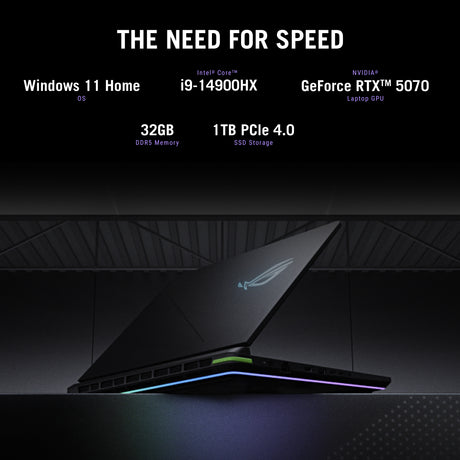Asus ROG Strix G16 Gaming Laptop, Intel Core i9-14900HX Processor, 32GB DDR5 RAM, 1TB SSD, NVIDIA GeForce RTX 5070 8GB GDDR7, 16" WQXGA 240Hz IPS-Level Display, Windows 11 Home, English & Arabic Keyboard, 1 Year Warranty | G615JPR-G91621W